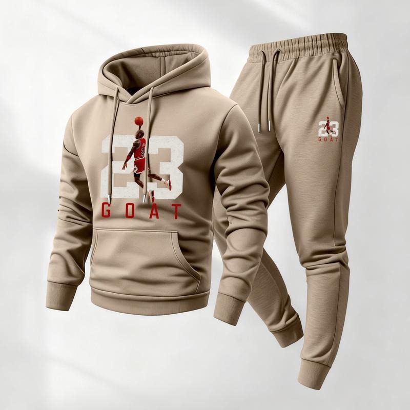 Men's Goat 23 Pattern Print Hoodie and Drawstring Sweatpants Set