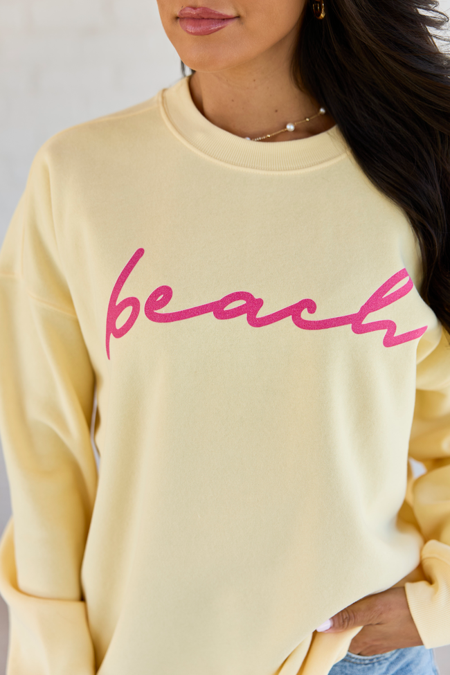 Beach Script Yellow Graphic Sweatshirt