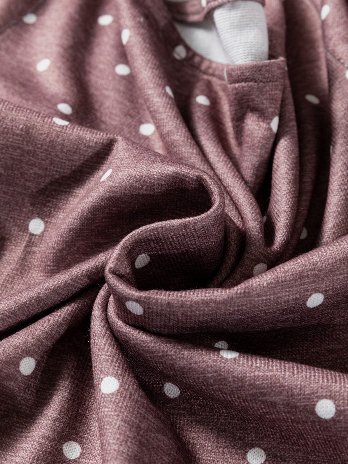 Polka Dot Boat Neck Knit Long Sleeve T Shirt