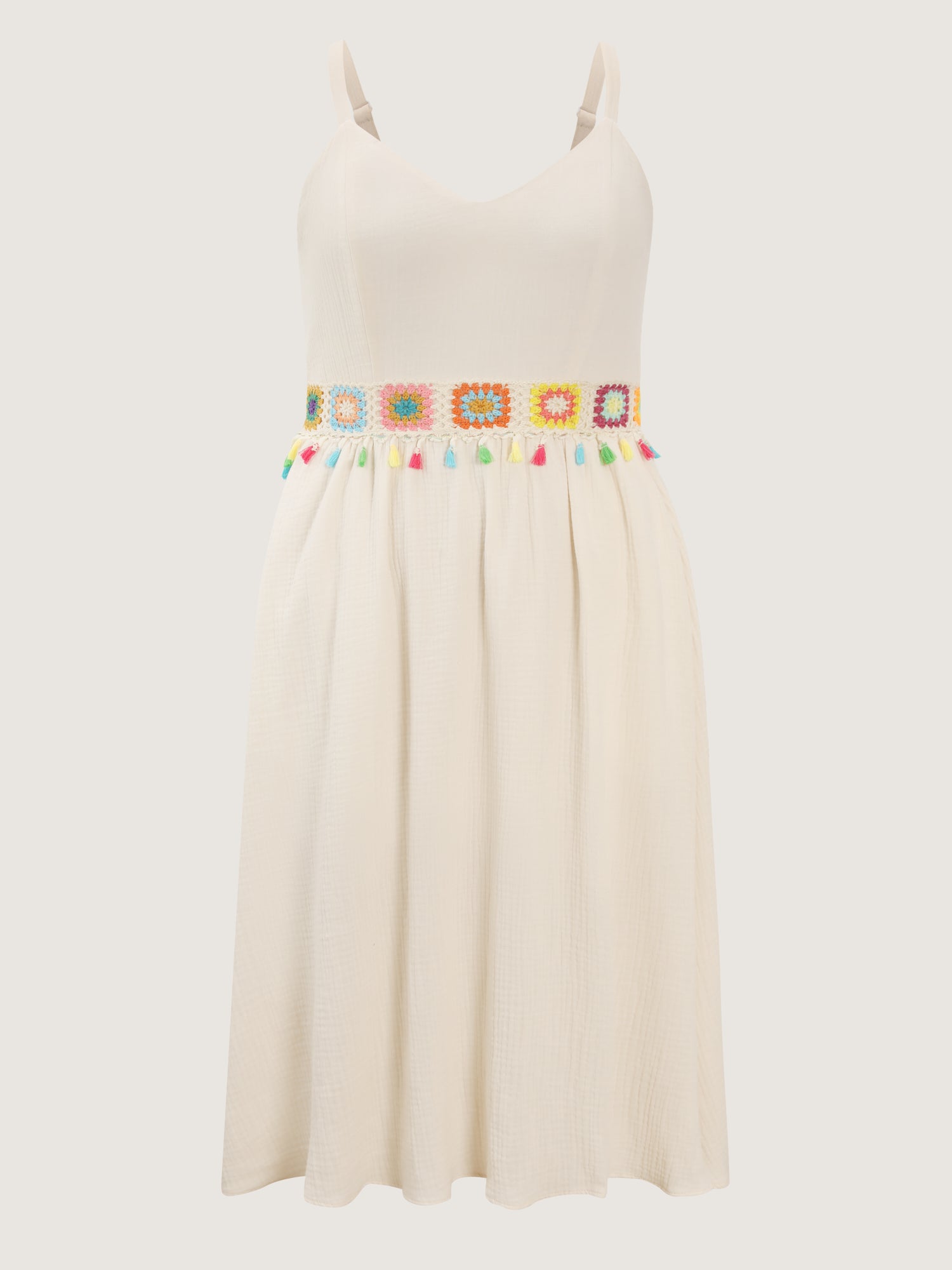 Pure Cotton Colorful Webbed Midi Dress