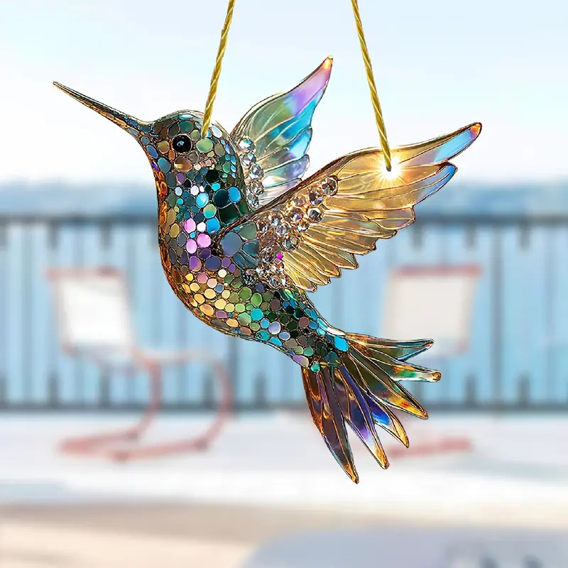 Hummingbird Suncatcher Colorful Window Hanging