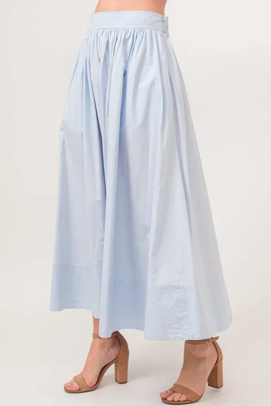 A-line Flowing Elastic Back Midi Skirt