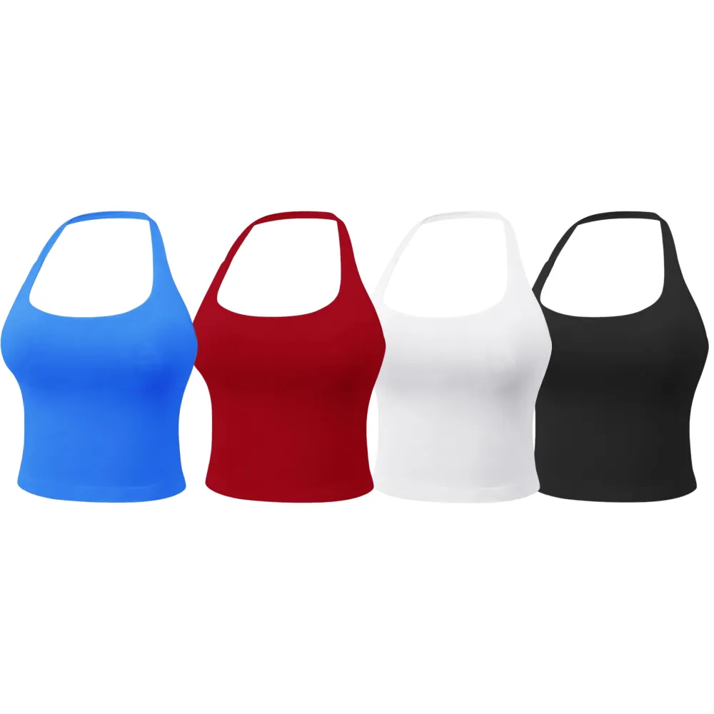 Women's Solid Removable Chest Pad Sports Tank Top