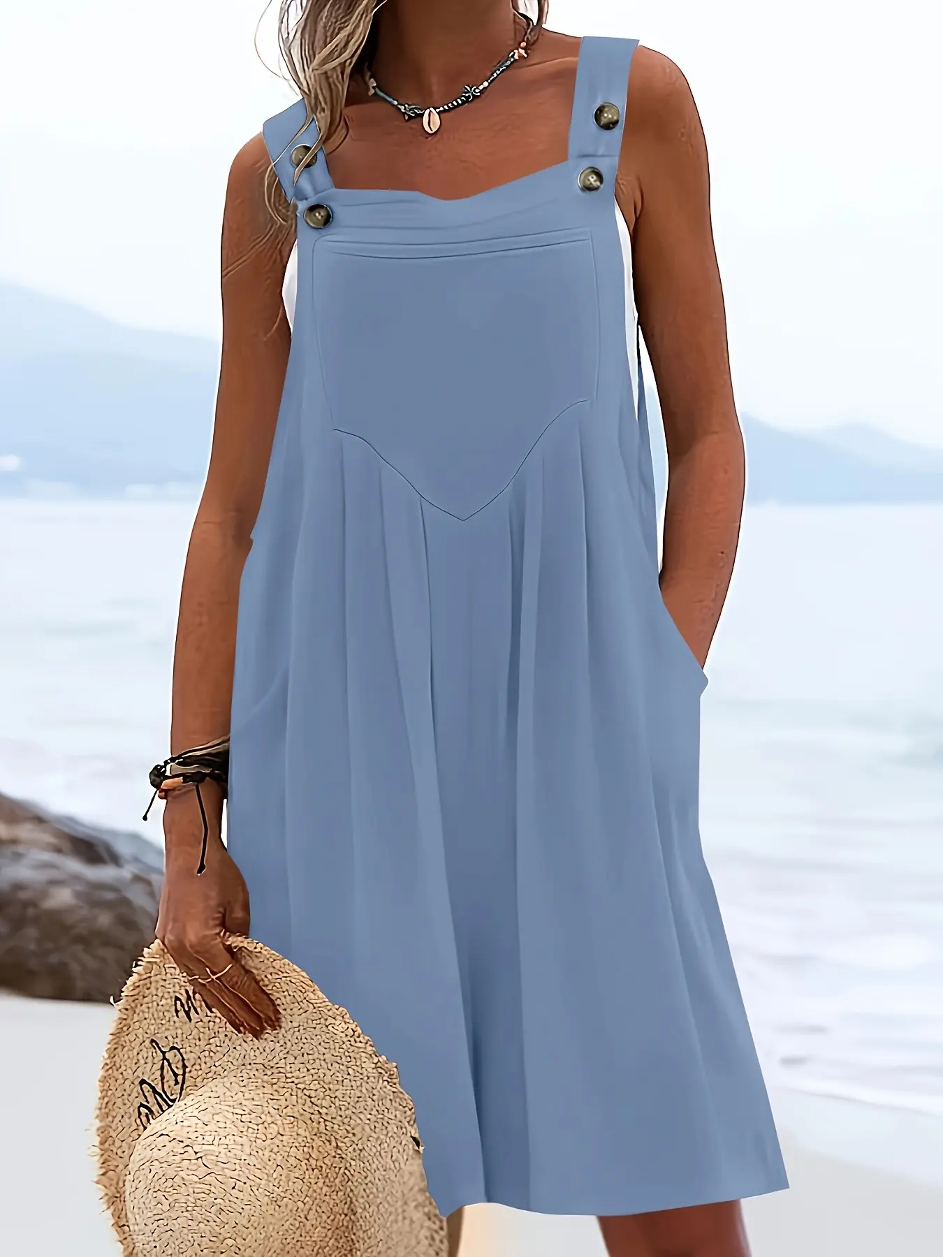 Women's Plus Size Casual Fashion Wide Leg Shorts, Loose Fit Belted Overall Pants with Button Pockets, 10 Colors Available