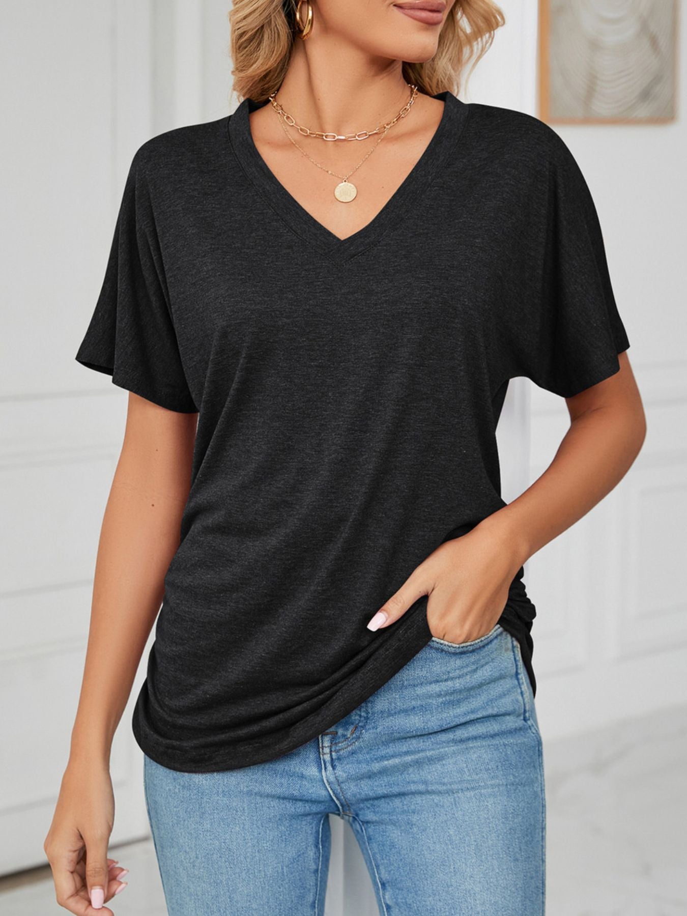 Casual V-Neck Short Sleeve T-Shirt