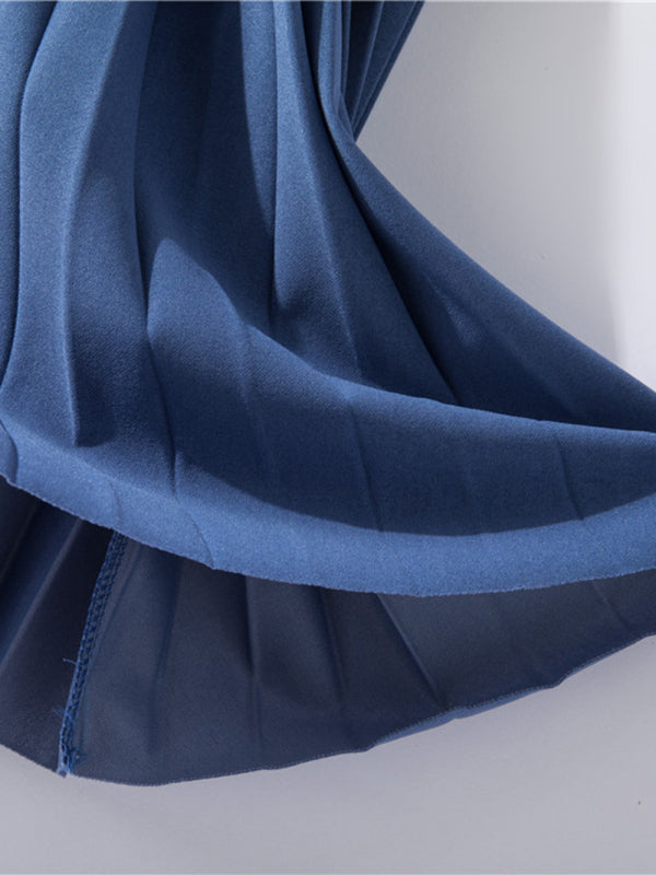 Pleated Skirt Mid-Length High Belt Versatile A-Line Skirt