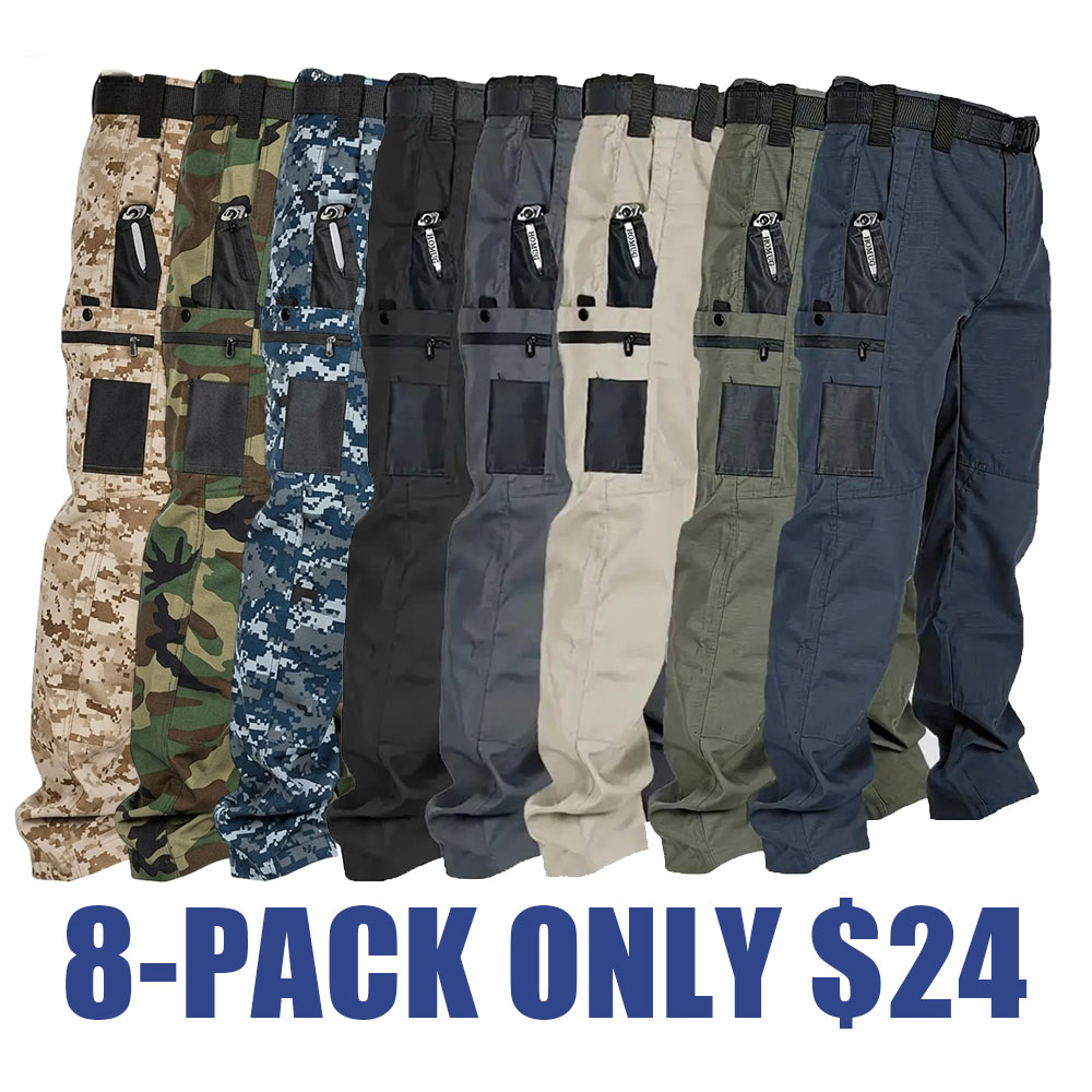Men's Tactical Work Pants with Multi-Pocket Zipper Design – Durable Outdoor Utility Trousers