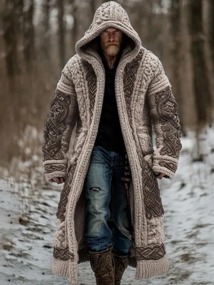 Men's Viking Celtic Pattern Art Cozy Hooded Sweater