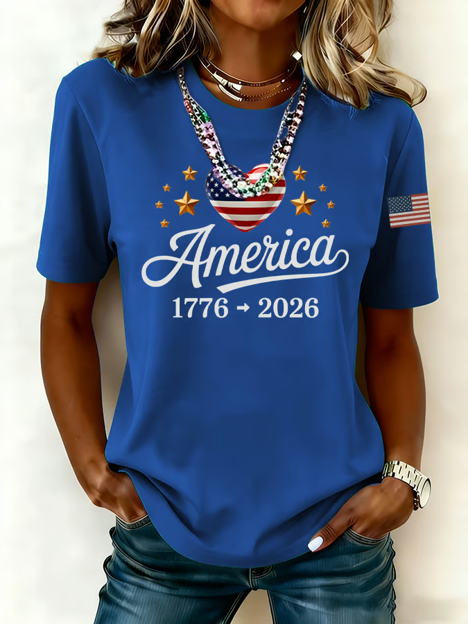 Women'S Casual American 250th Anniversary Commemorative Printed Shirt
