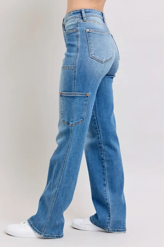 Blue Full Size High Waist 90's Straight Jeans Plus Size