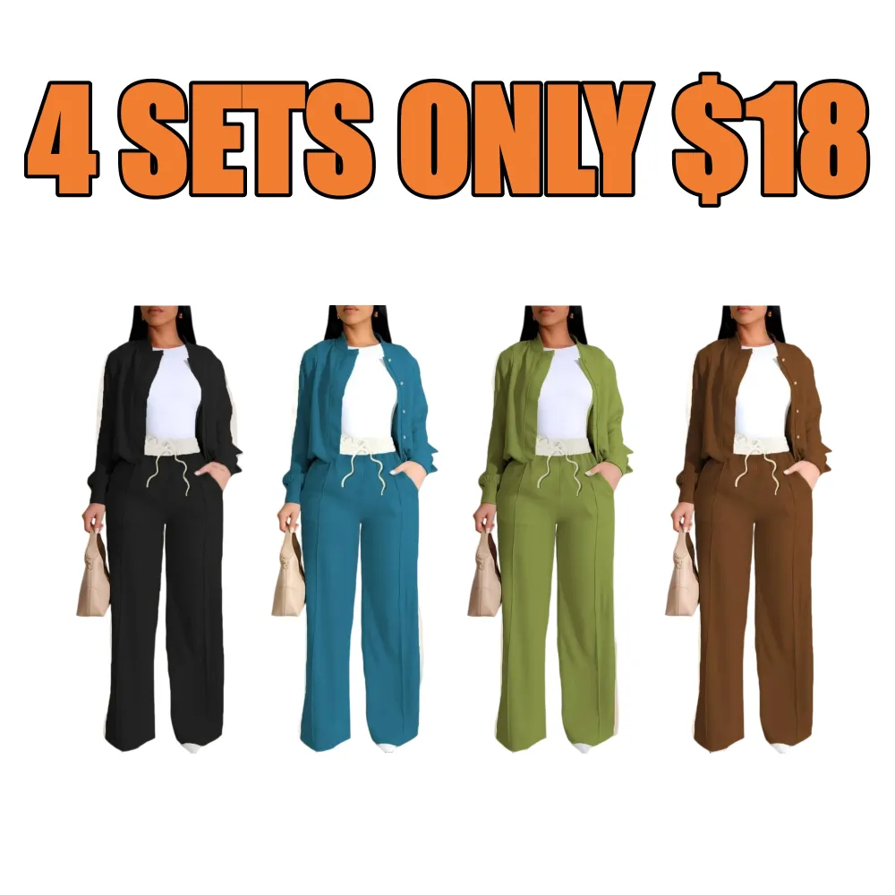 2-piece Set Women's Patchwork Top & Wide Leg Pants Set