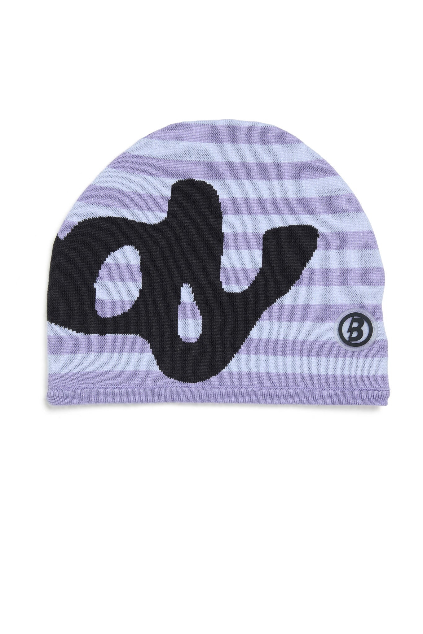 STRIPED KNIT BEANIE (LAVENDER/BLACK)