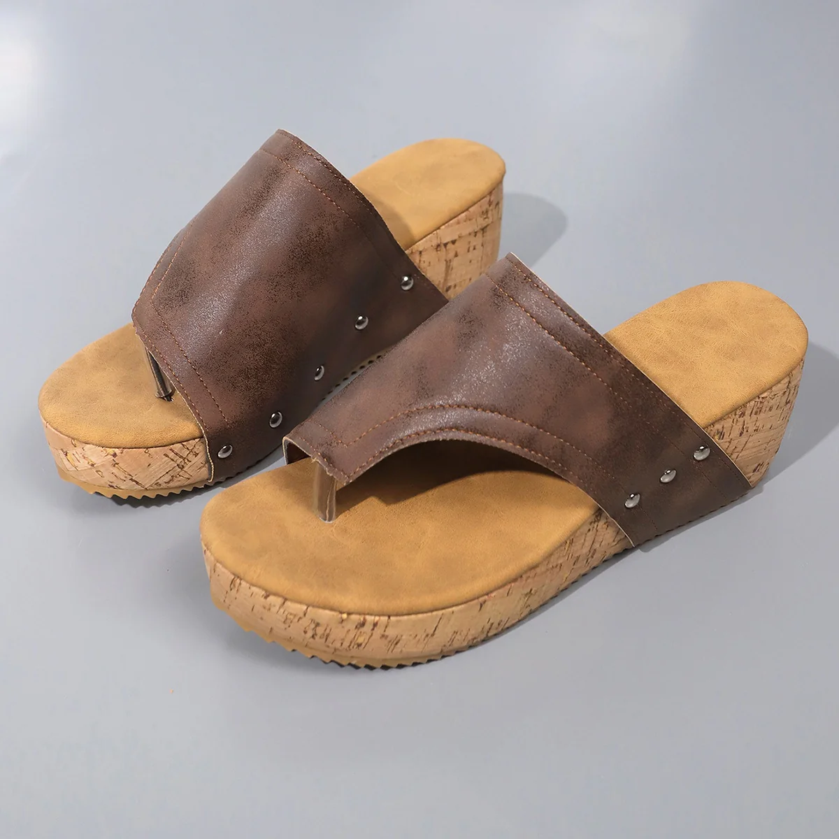 PU Leather Wedge Sandals (multiple color options)