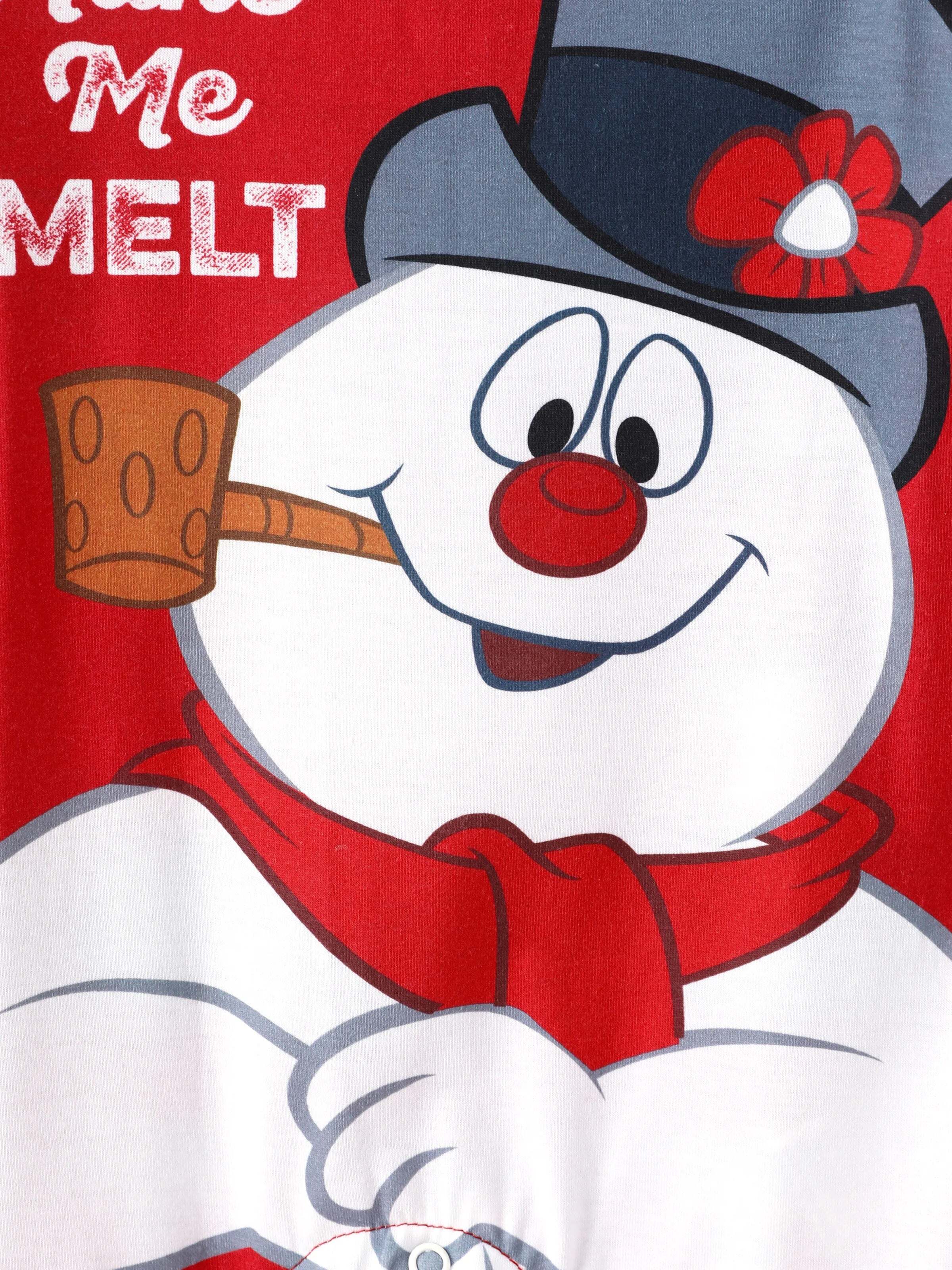 Frosty the Snowman Christmas Family Matching Fair Isle Pattern Polar Fleece Pajamas Set Red