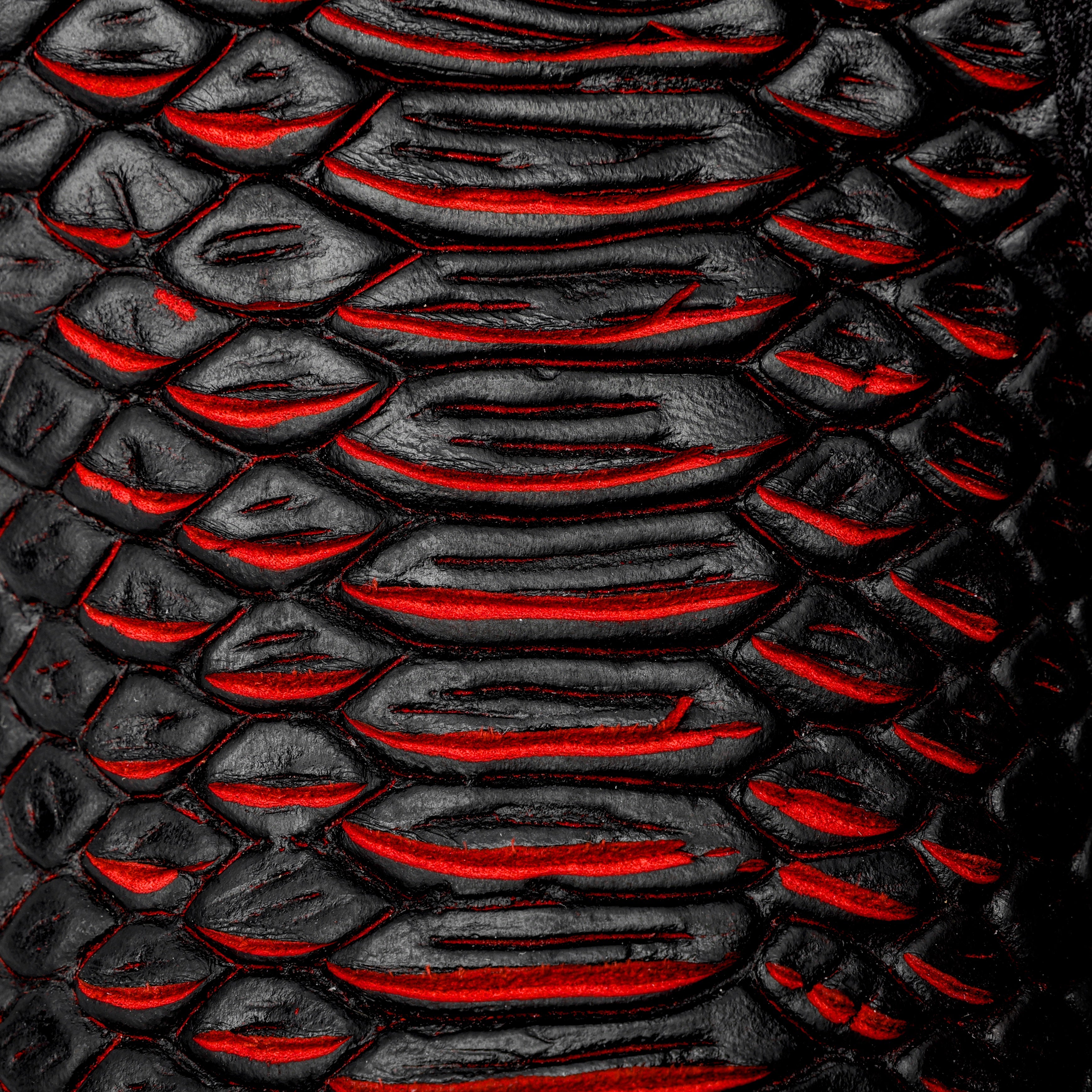 Black/Red Python Leather Botin With 3D Lightweight Soles - Square Toe