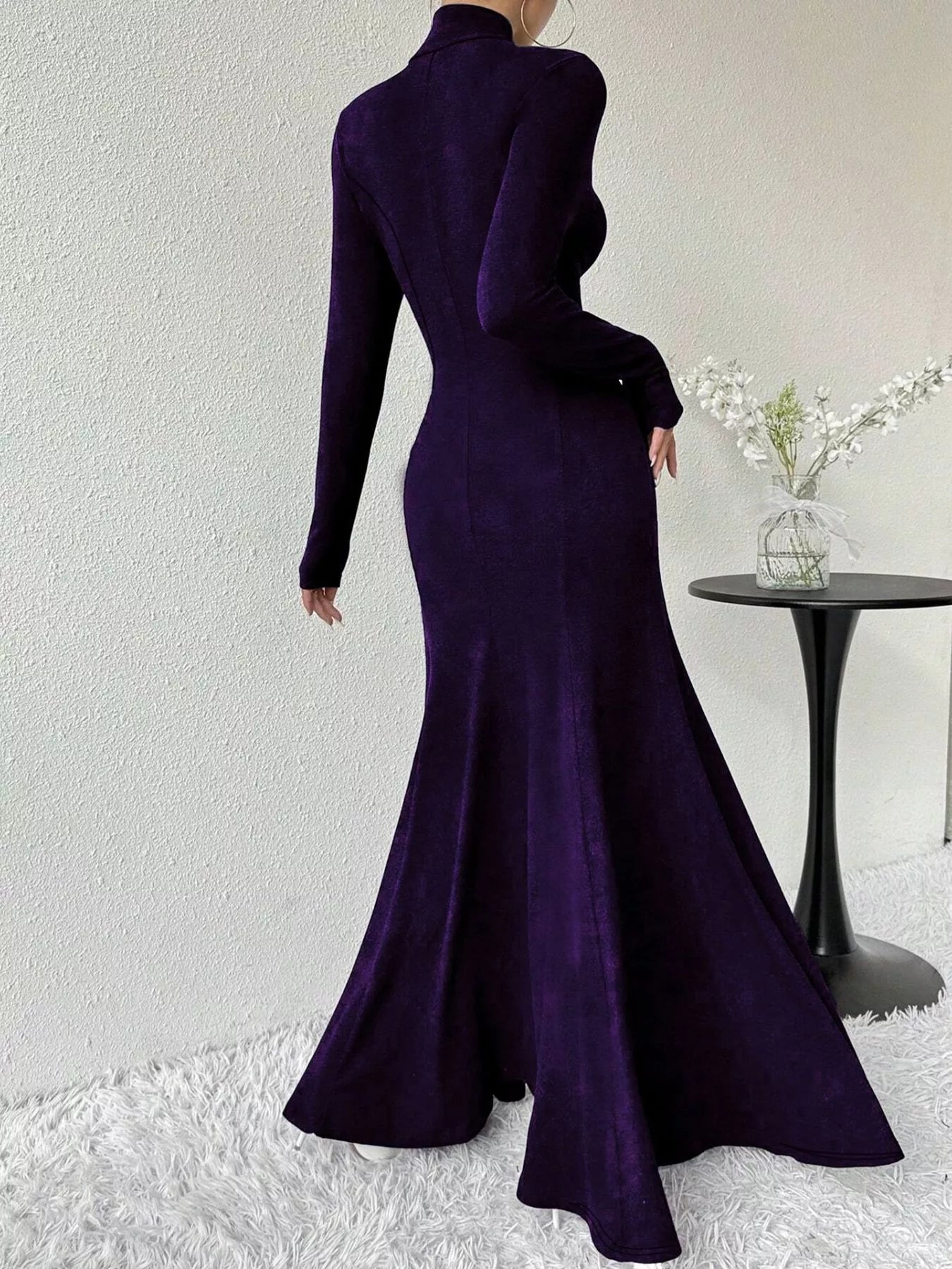 Turtleneck Long Sleeve Maxi Mermaid Dress