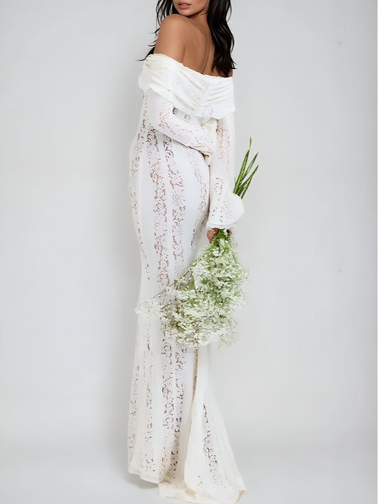 Lace Off-Shoulder Maxi Dress