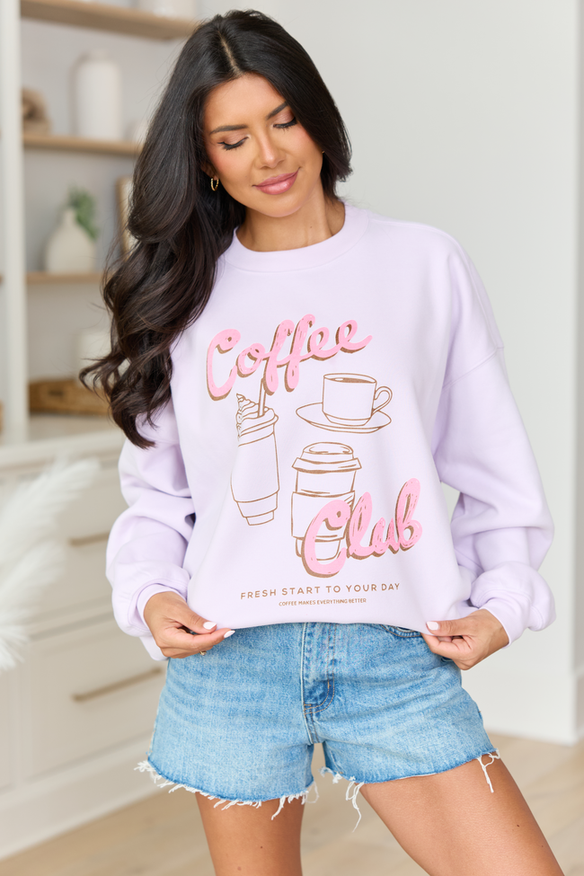 Coffee Club Purple Graphic Sweatshirt