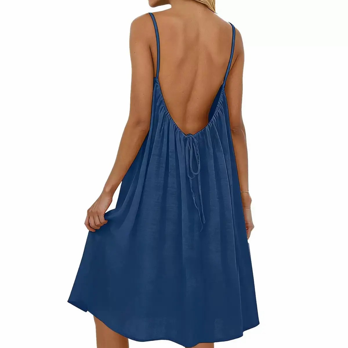 Women's Solid Color Cami Lounge Dress, Elegant Sleeveless Knee-Length Dress for Summer, Ladies Sleepwear for Indoor Wear