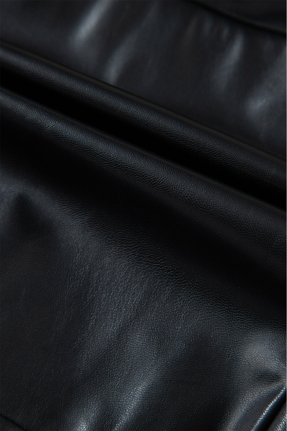 Black Pu Leather Side Slits Slim Fit High Waist Mini Skirt