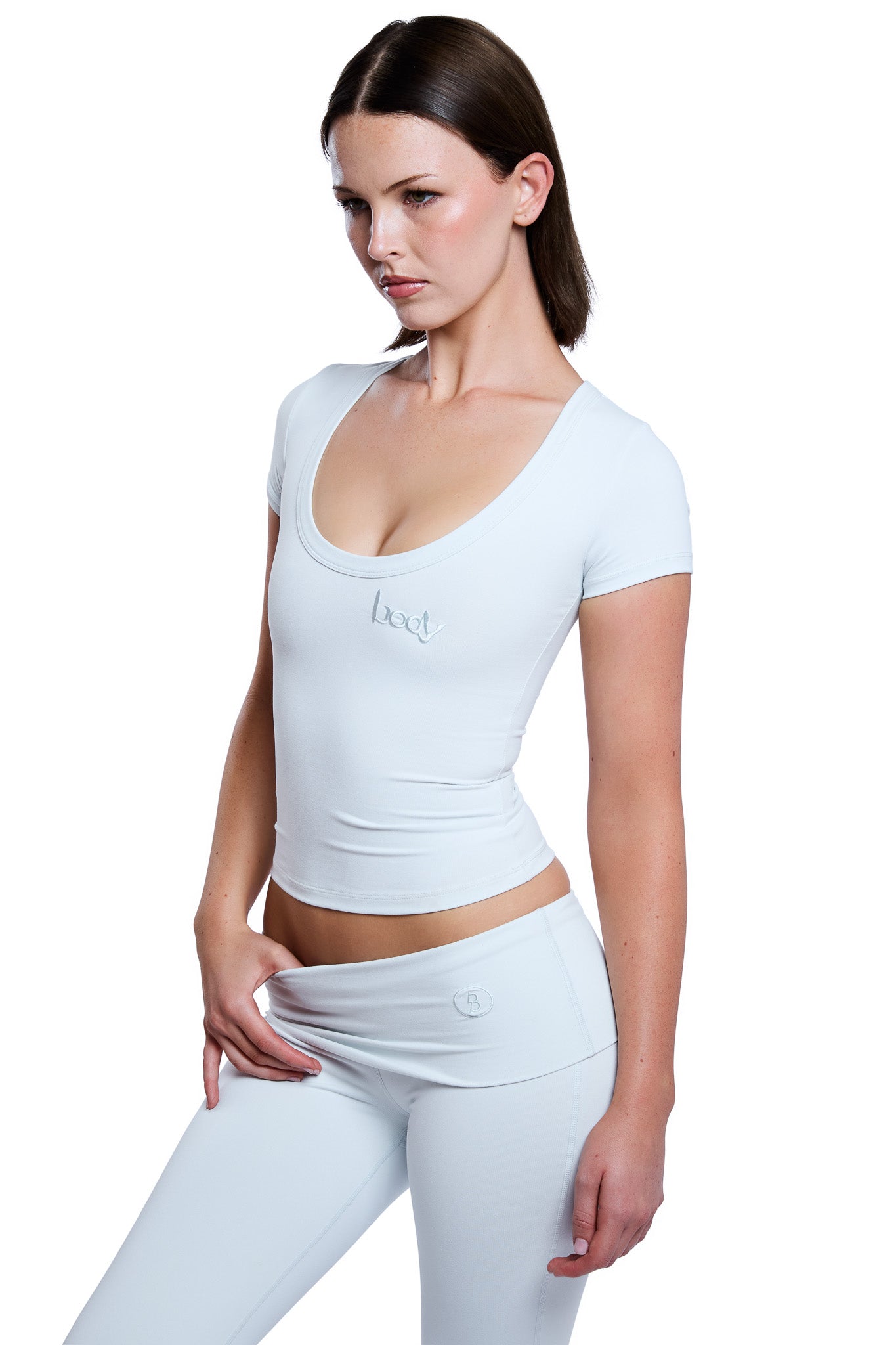 YOGA FULL LENGTH TOP (ICE BLUE WHITE)