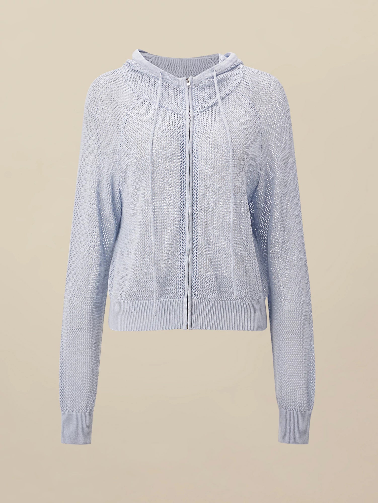 Linen & Lyocell Hooded Hollow Out Cardigan