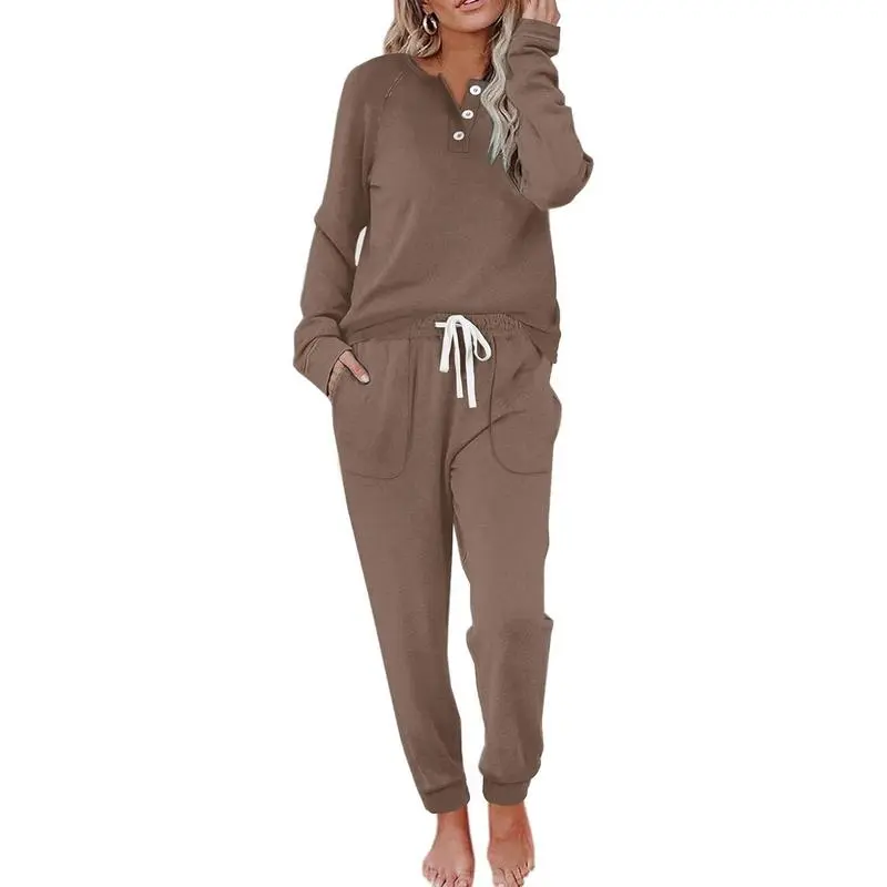 Two Piece Outfits for Women Lounge Sets Button Down Sweatshirt