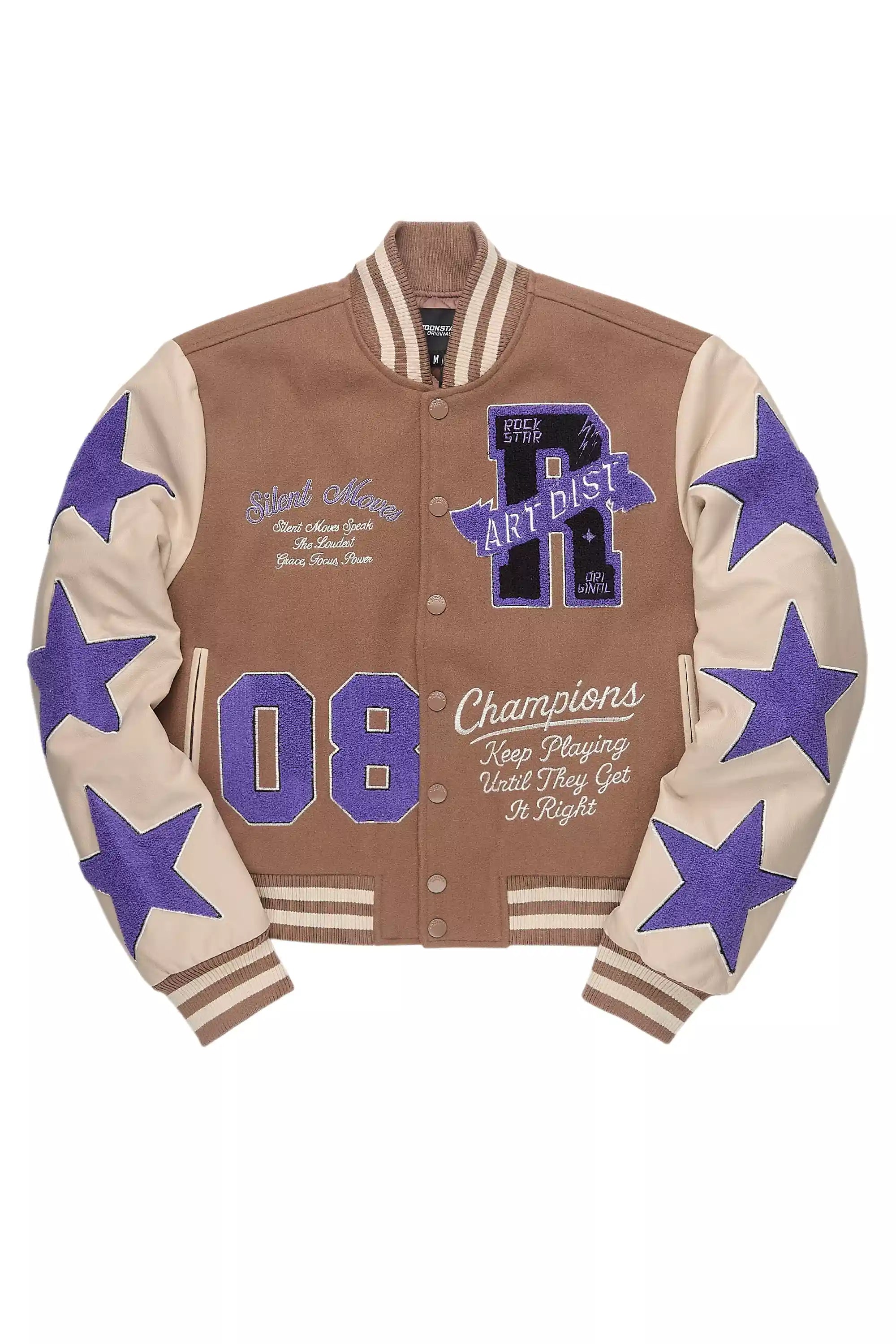 Krystle Mocha Oversized Varsity Jacket