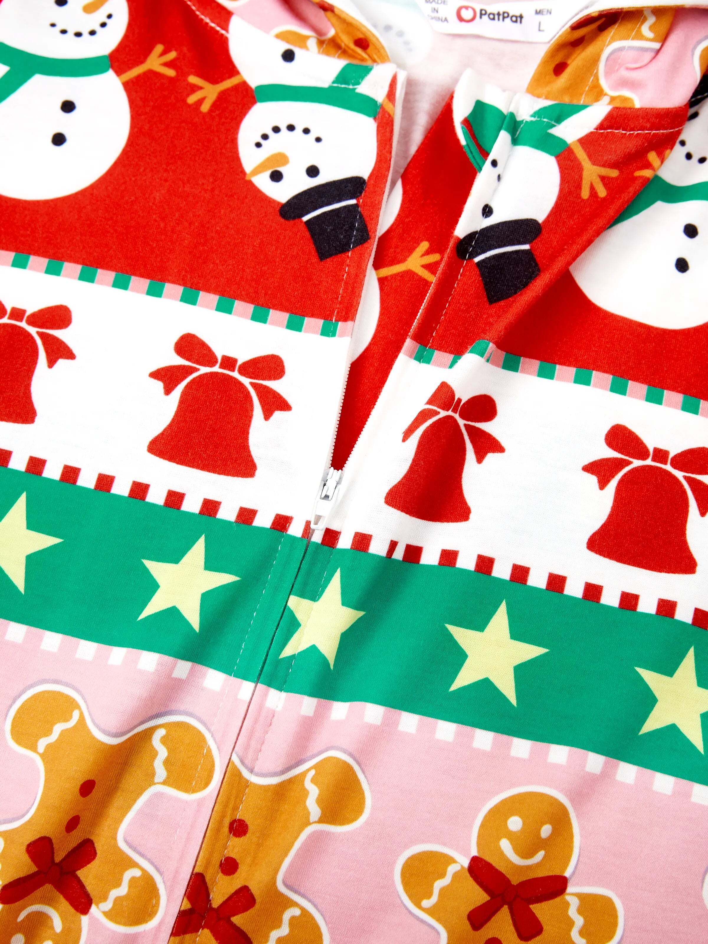 Onesies Pajamas Matching Christmas Outfits Allover Pattern Zipper Front Holly Jolly Print with Christmas Socks Back MultiColour