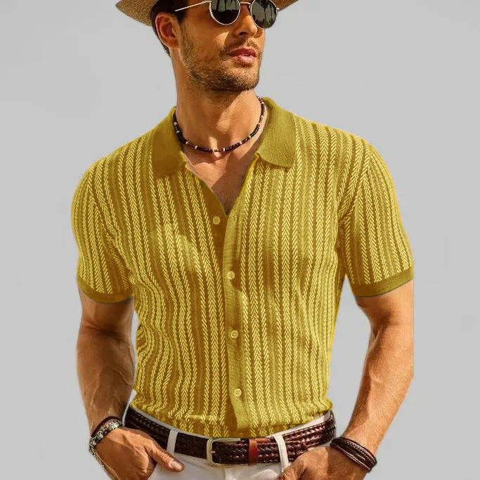 Men’s Retro Knit Button Polo Shirt
