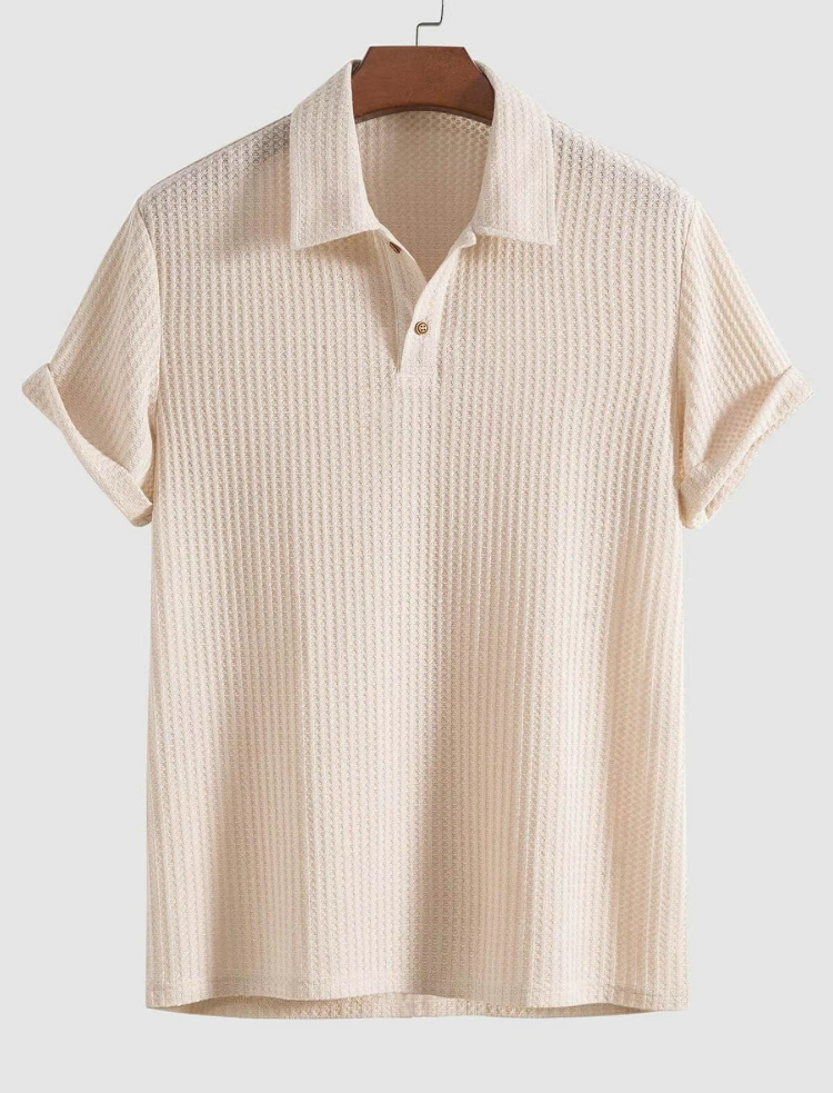 Men's Jacquard Knit Polo Shirt – Breathable, Stylish & Perfect for Summer