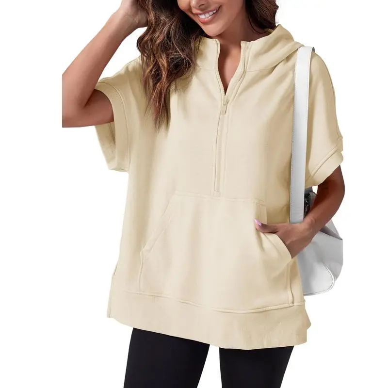 Womens Oversized Half Zip Hoodies with Pockets
