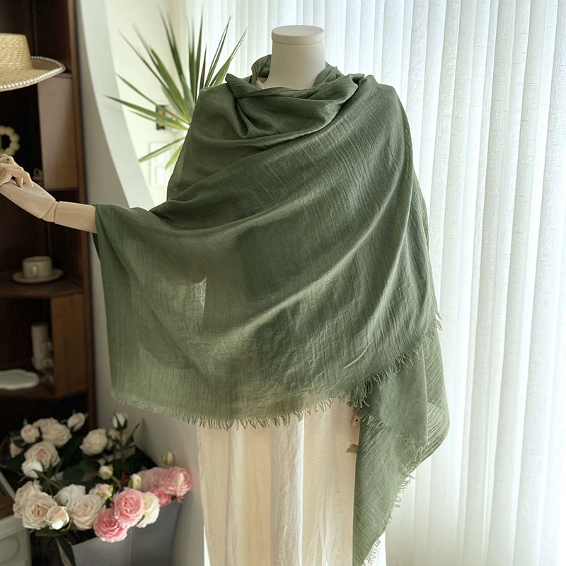Cotton and Linen Solid Color Casual Scarf
