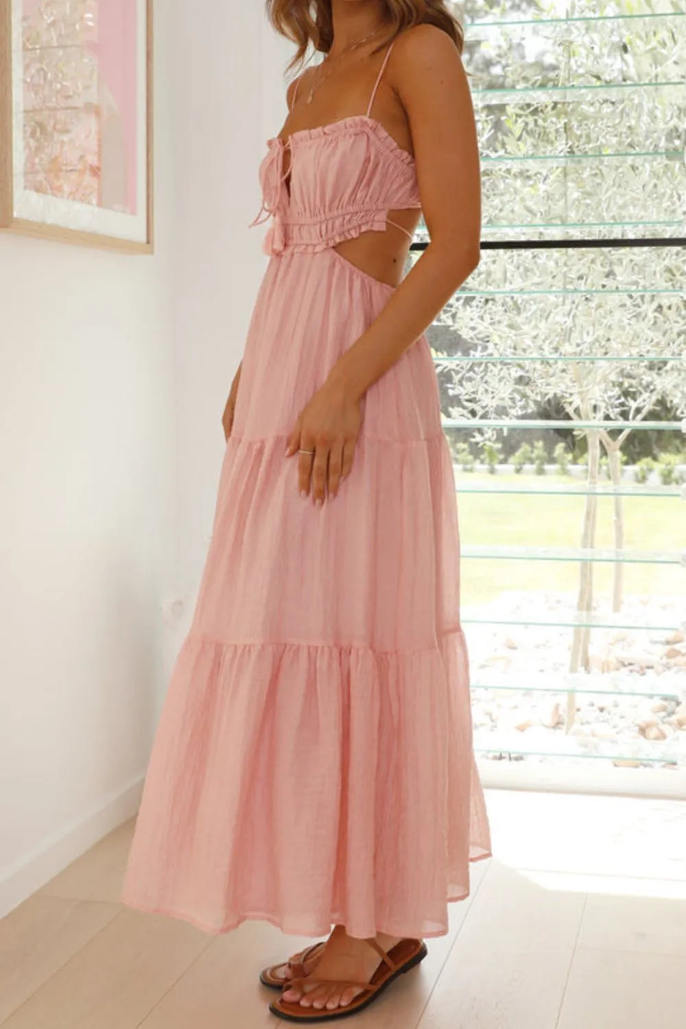 Cutout Square Neck Midi Cami Dress