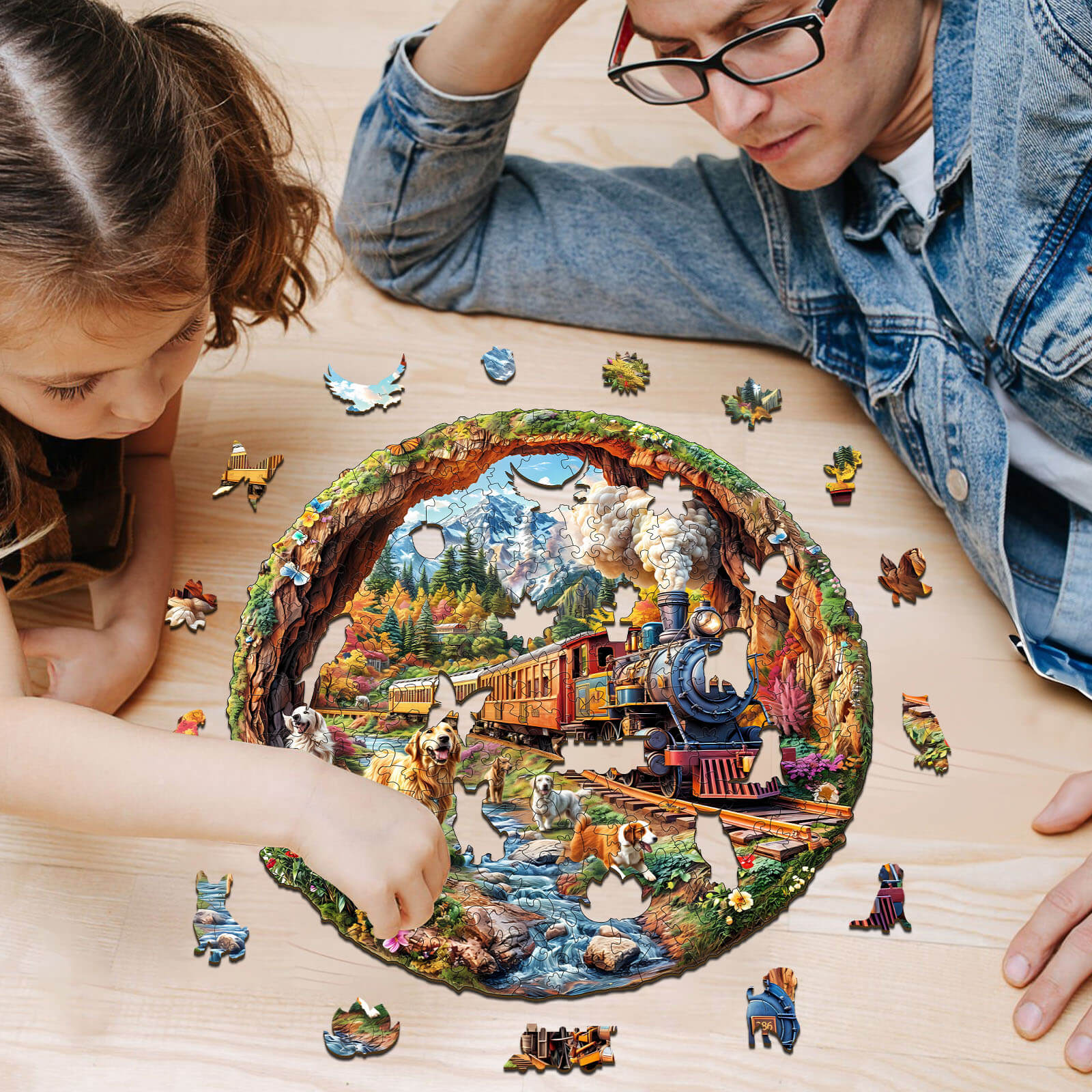 3D Racing the Train-1 Wooden Jigsaw Puzzle