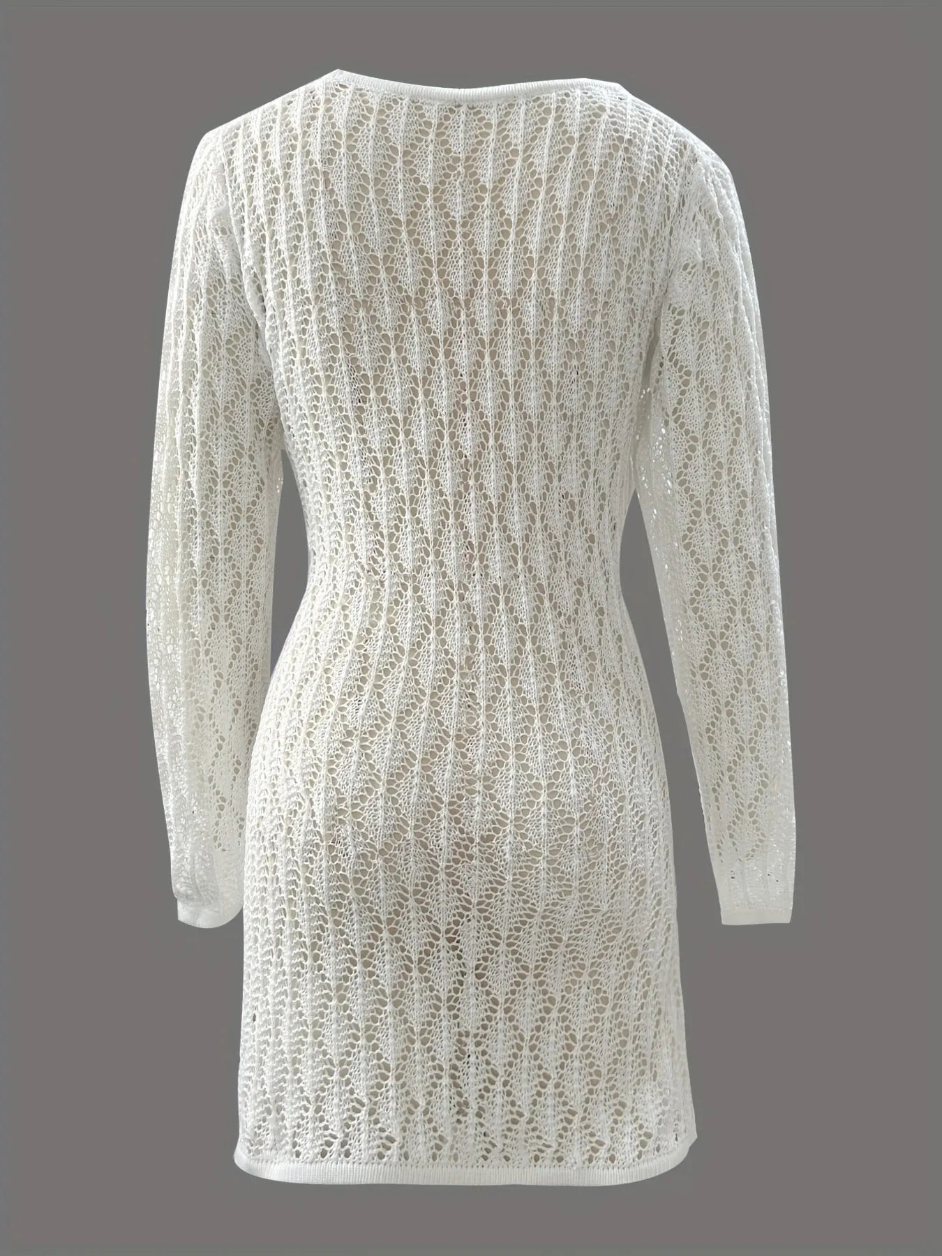 Openwork Long Sleeve Knit Dress