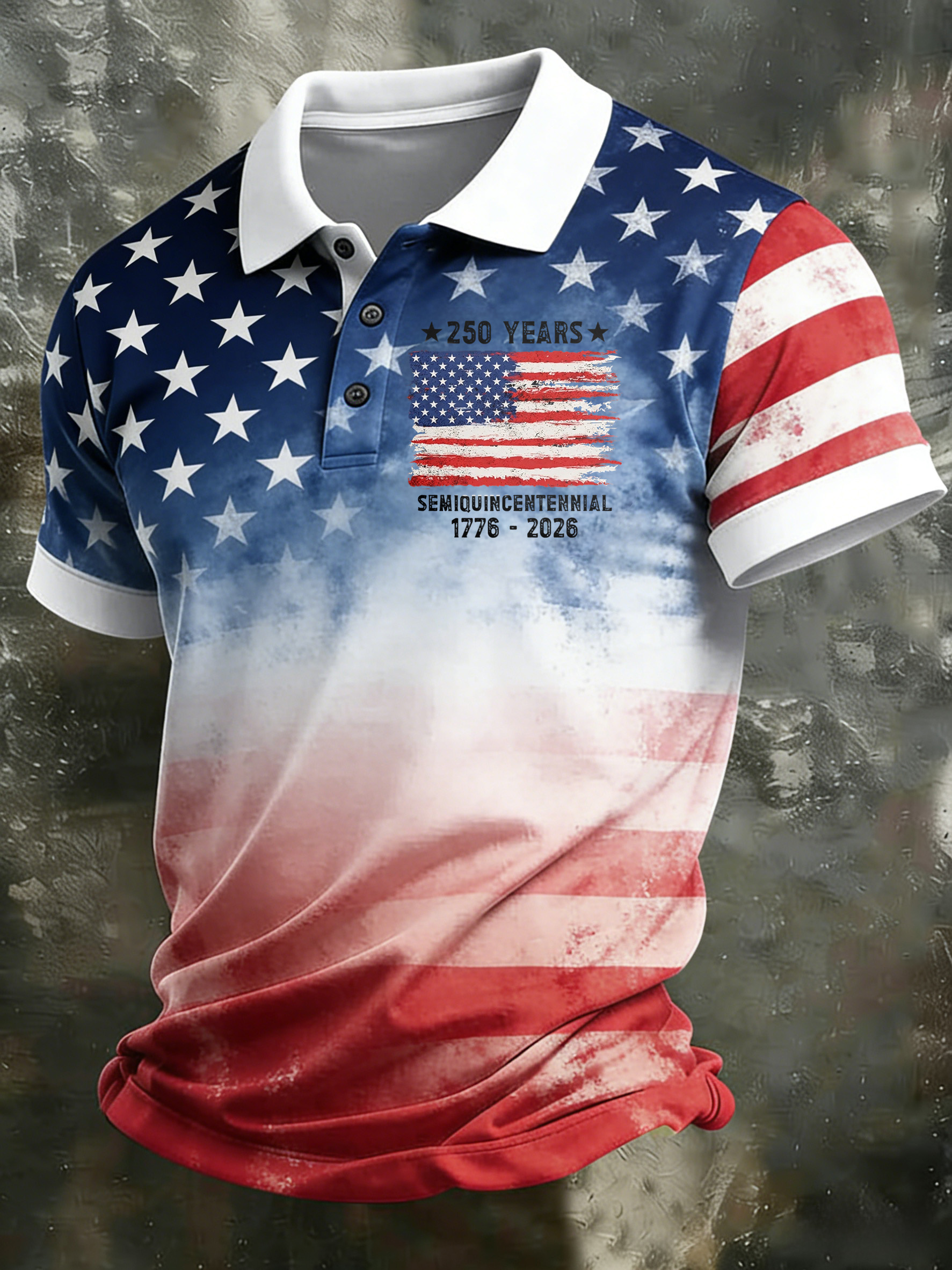 Unisex Casual 250Th Anniversary Celebration Short Sleeved Polo Shirt