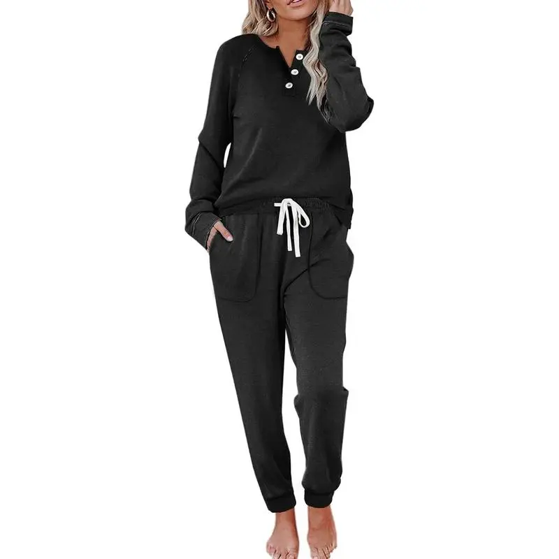 Two Piece Outfits for Women Lounge Sets Button Down Sweatshirt