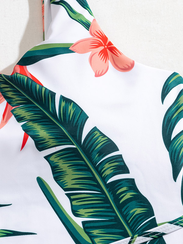One-Shoulder Monstera Ceriman Bandage One-Piece Swimwear