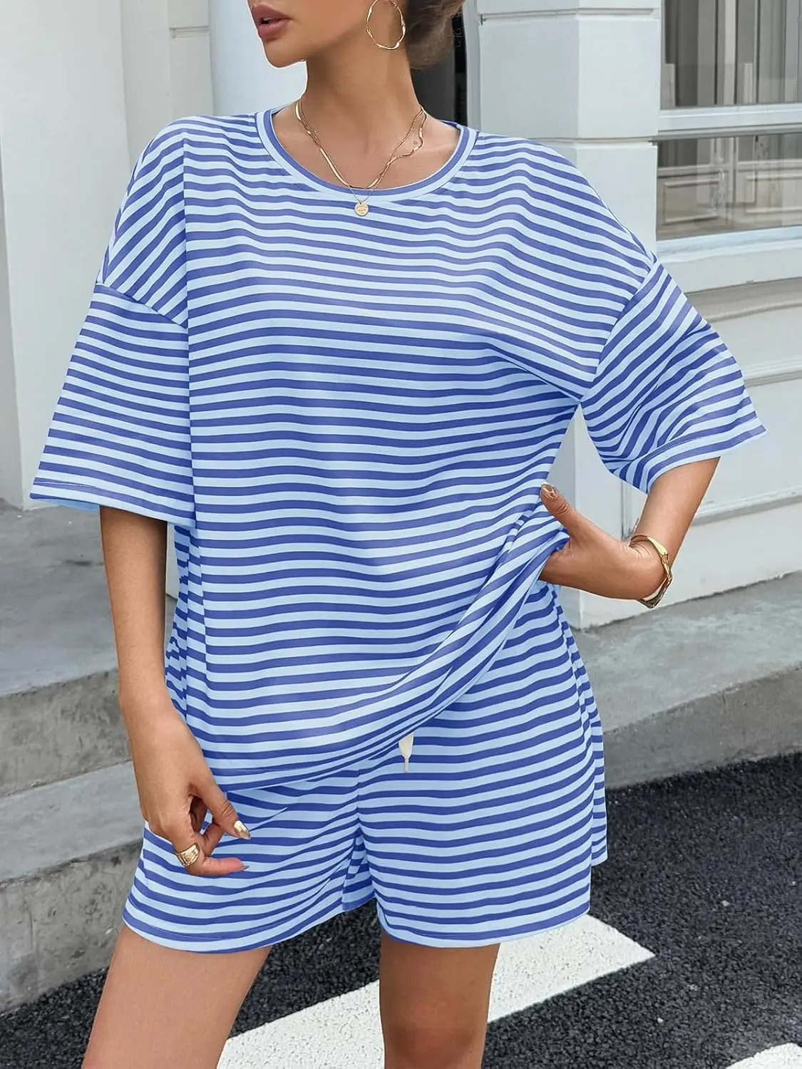 ✨✨✨Women's 3/4 Sleeve Stripe Lounge Set