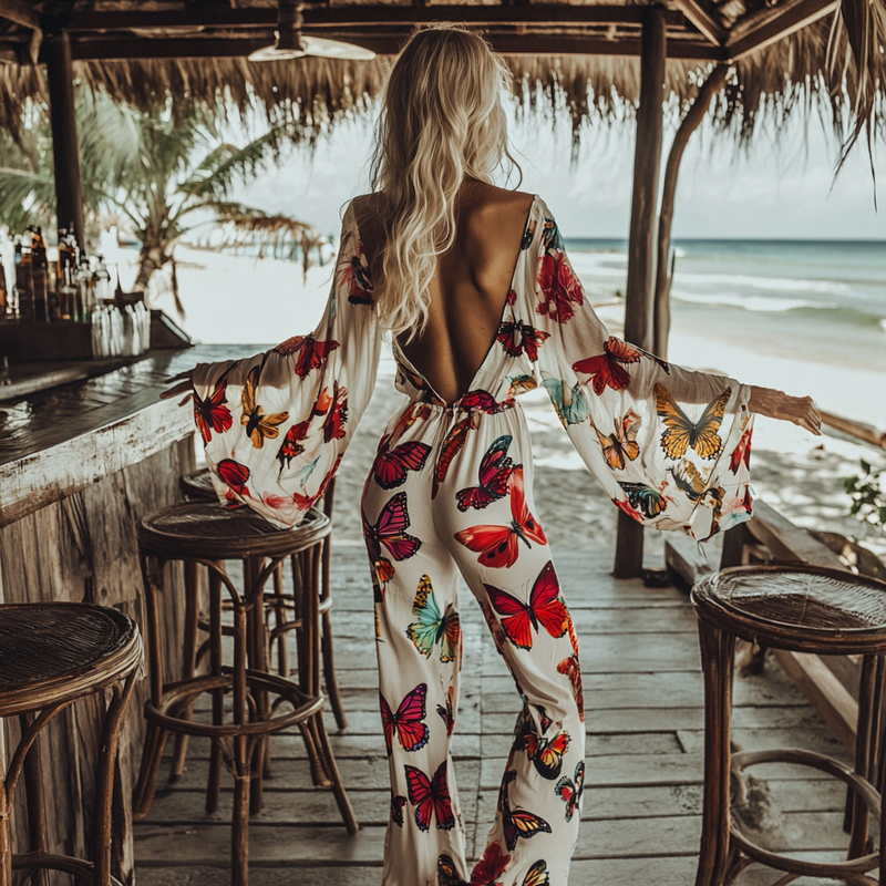 Ladies Backless Casual Jumpsuit 8f5a