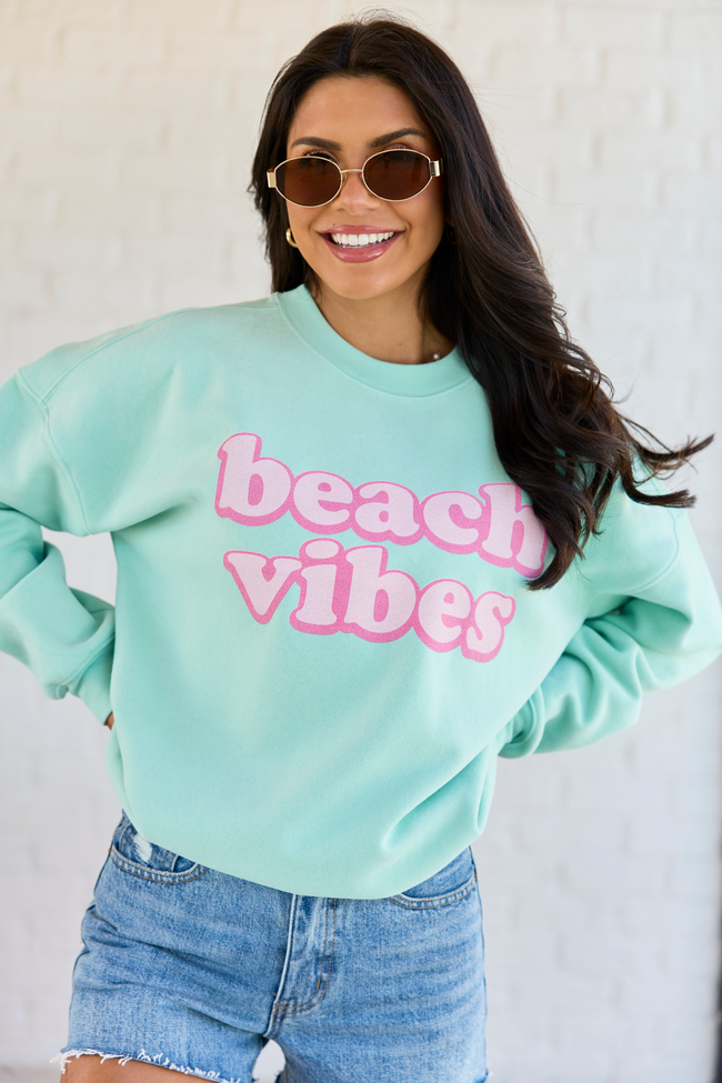 Beach Vibes Mint Graphic Sweatshirt
