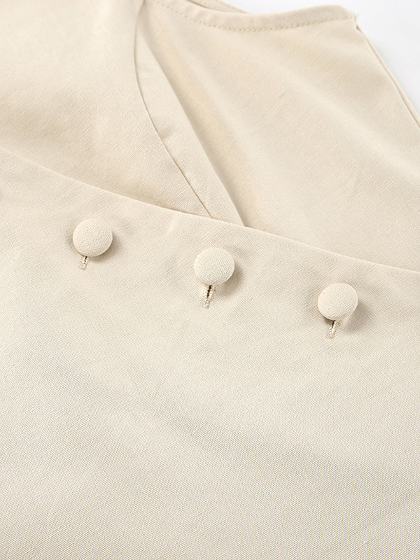 Solid Color Sleeveless Asymmetric Split-Joint  V-Neck Vest Tops +  Straight Leg Pants Suits Two Pieces Set