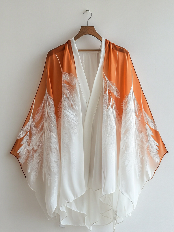 Summer original design elegant handmade feather kimono 5ef2