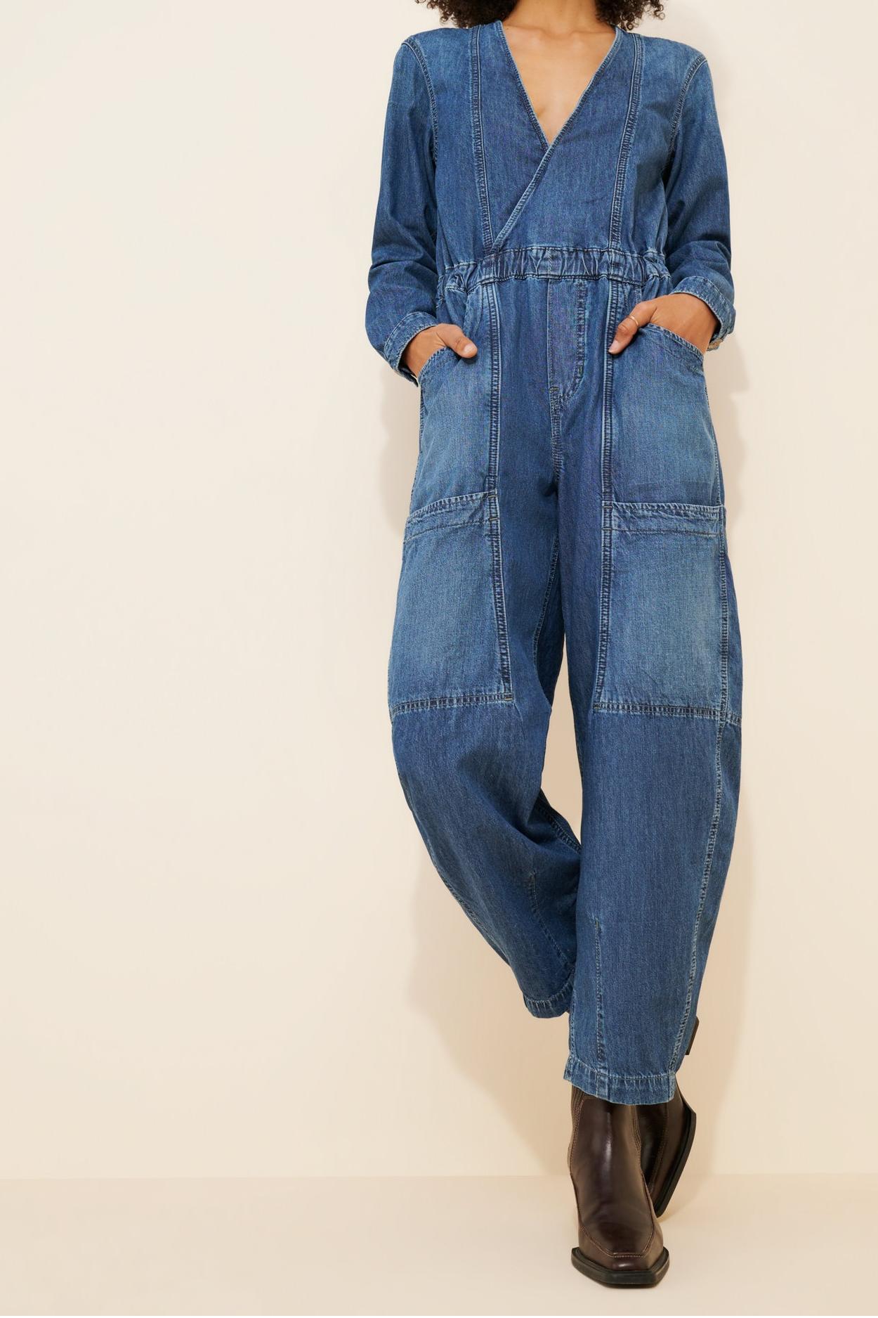 Sea Salt Cotton Denim Jumpsuit
