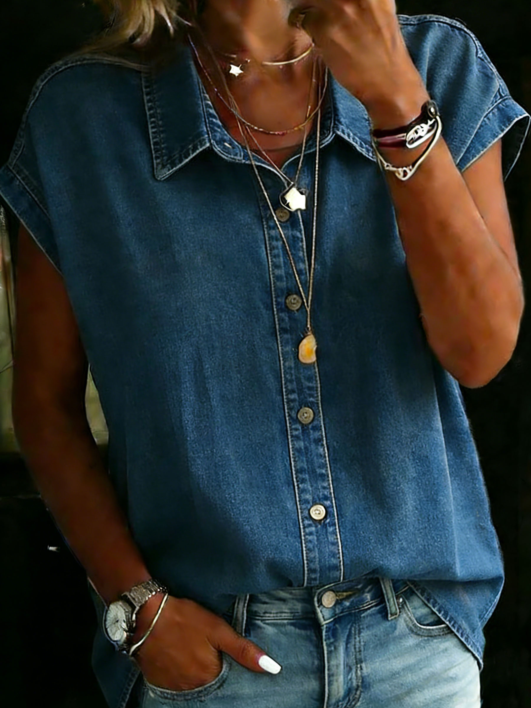 Women's Casual Denim Cotton Shirt