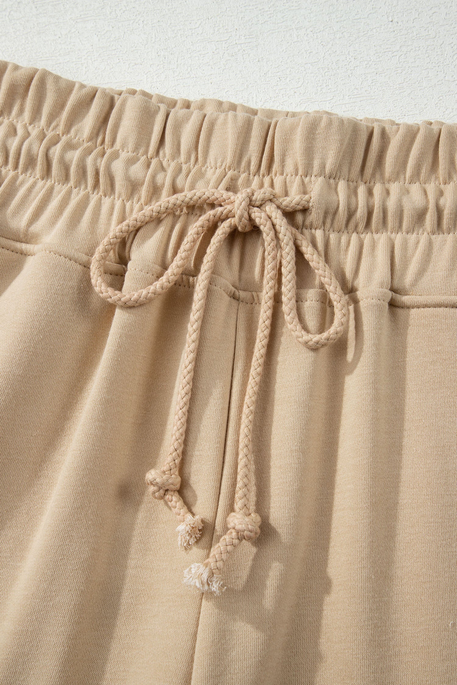 Parchment Solid Color Loose Tee Drawstring Wide Leg Pants 2pcs Outfit