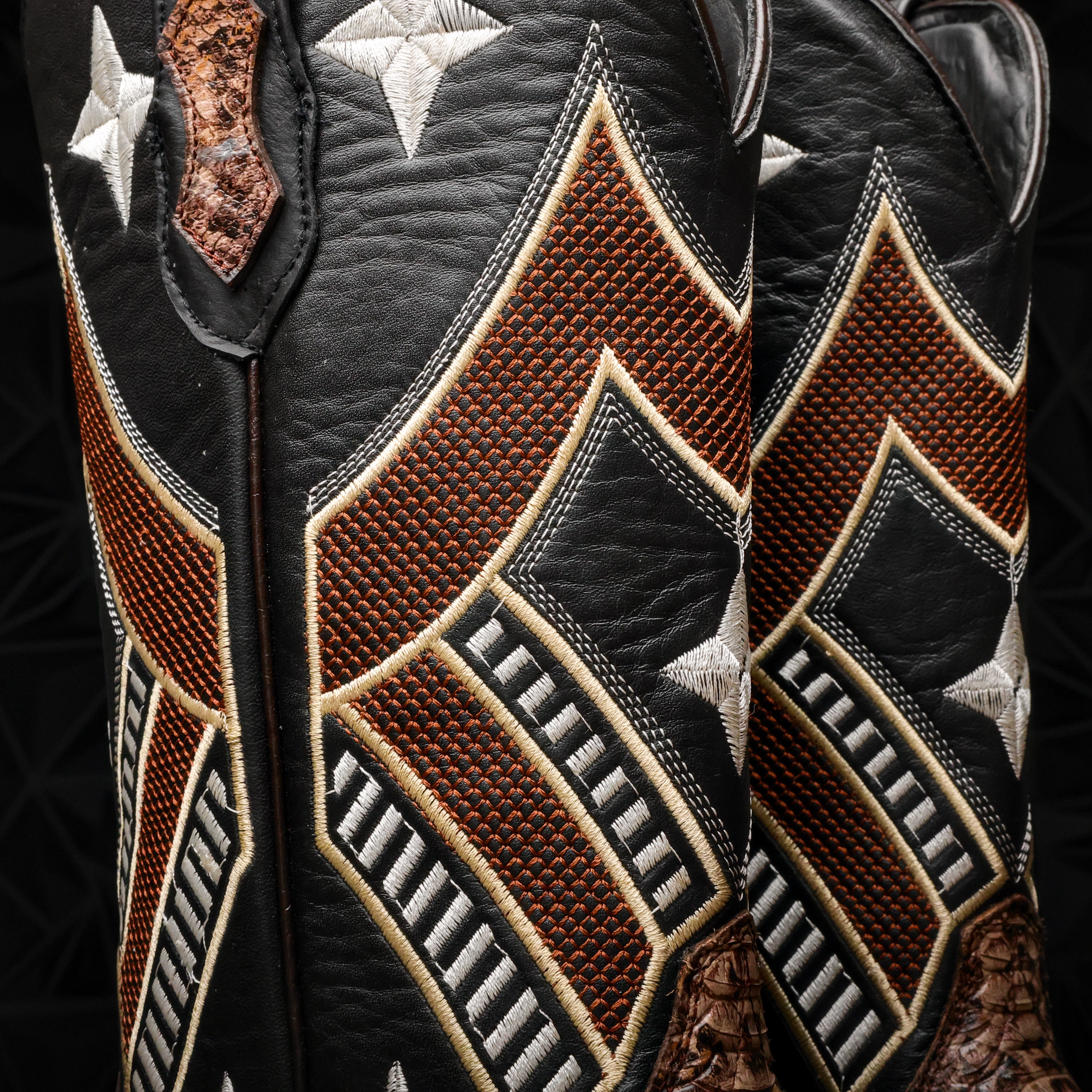 Brown Water Snake Leather Boots - Cutter Toe