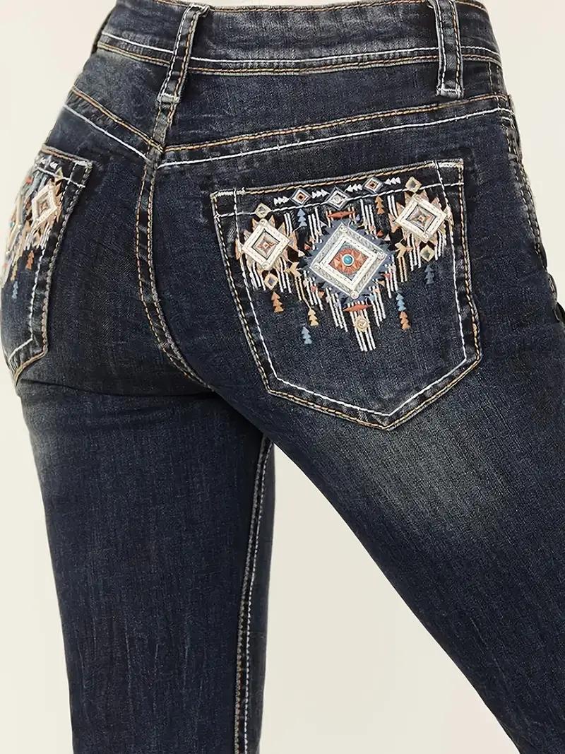 Women Wash Pocket Printed Casual Jeans