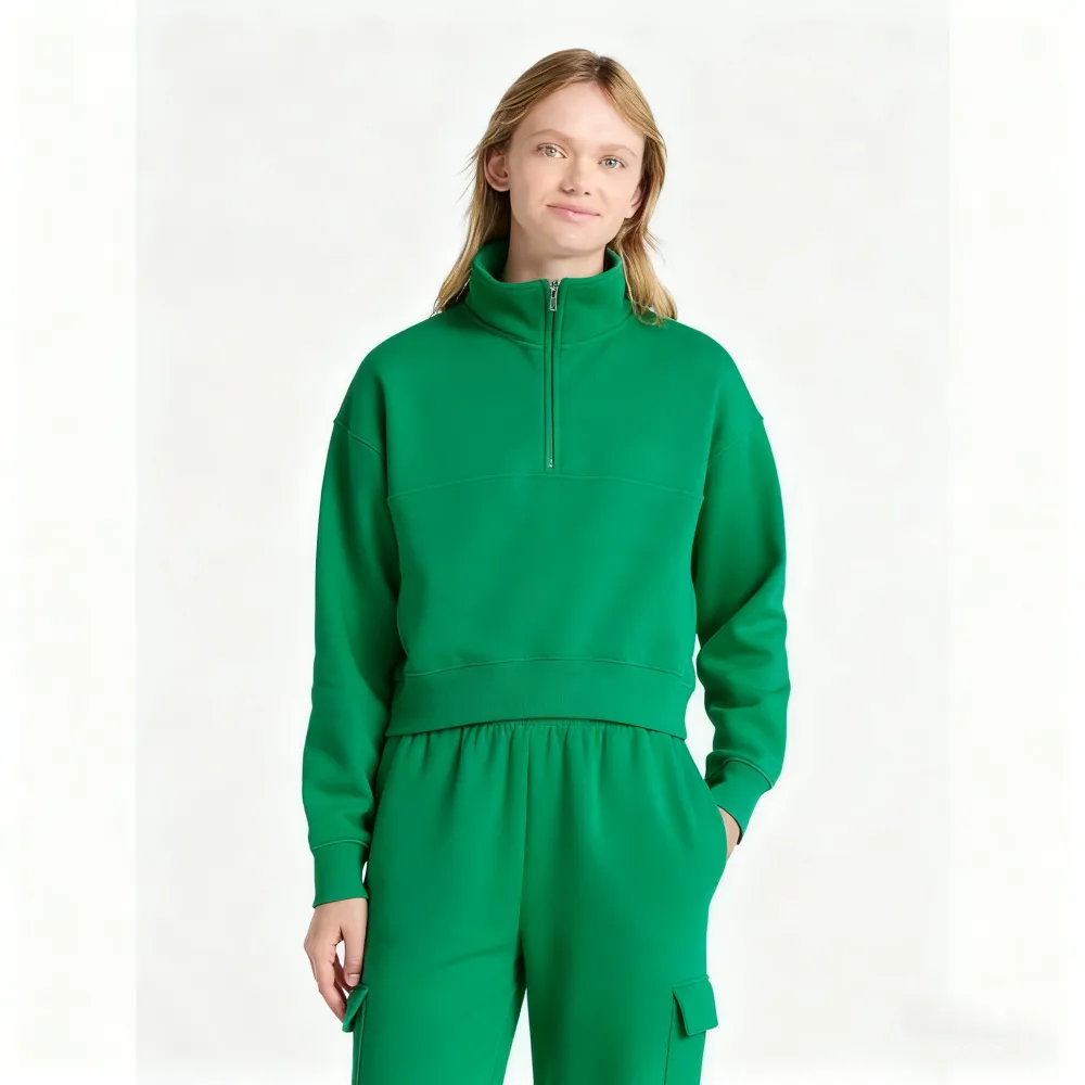 Women’s 2-Piece Set – Half Zip Sweatshirt & Wide Leg Pants